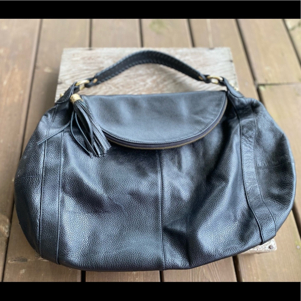 ONNA EHRLICH Rachel Black Zippered Hobo Handbag
